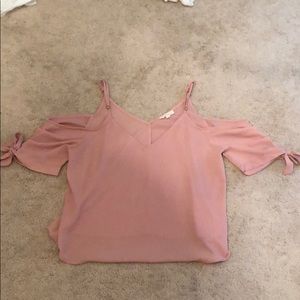 Blush pink off the shoulder top